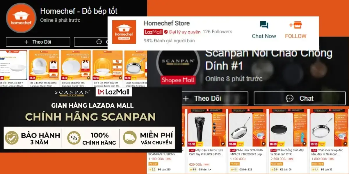 Gian hàng trực tuyến trên các sàn thương mại điện tử (Lazada, Shopee)